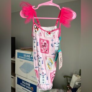 Posh Peanut Alice In Wonderland Deck Of Cards Tulle Flutter Bamboo Bodysuit 2T
